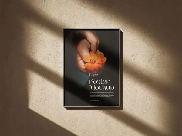 3 Shots of Thin Poster Frames Mockup on Wall with Shadows 1