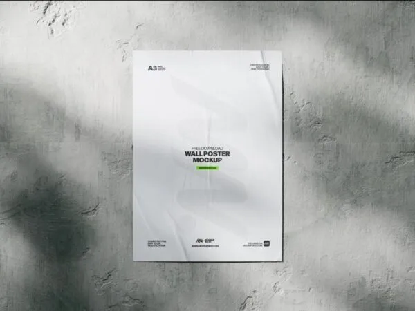 3 Shots of Wall Poster Mockup for A3 A4 A5 Sizes 1