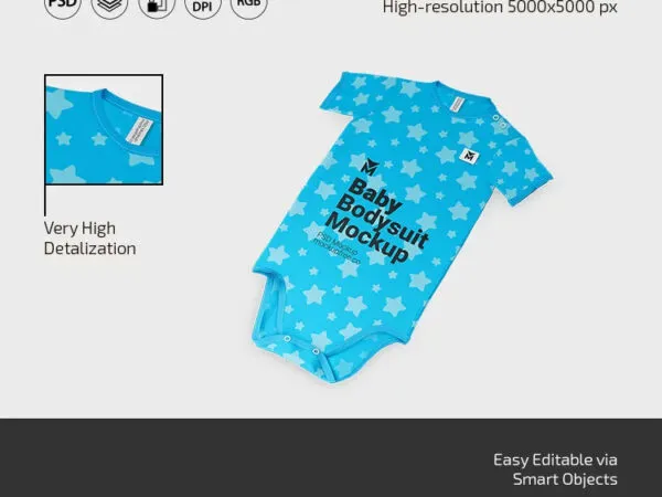 3 Showcases of Baby Bodysuit Mockup 1