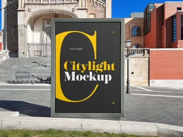 3 Showcases of City Light Outdoor Advertisement Mockup 1