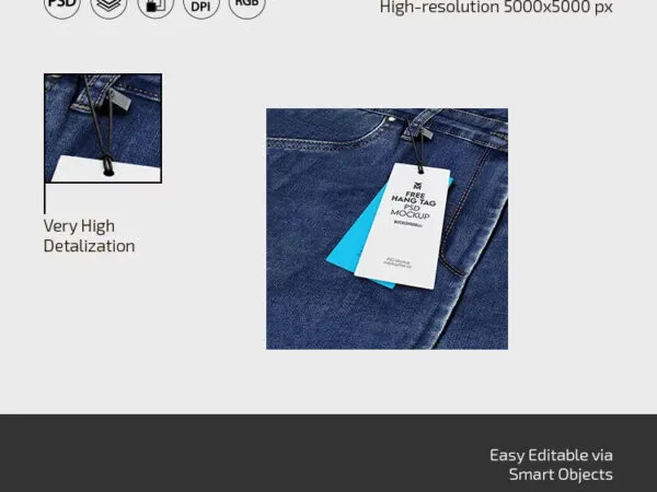 3 Showcases of Hang Tag Mockup 1
