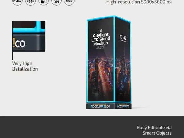 3 Showcases of Led Citylight Stand Mockup 1