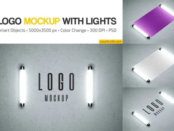 3 Showcases of Logo Mockup with Lights 1