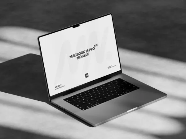 3 Showcases of MacBook Pro Mockup with Shadows 1
