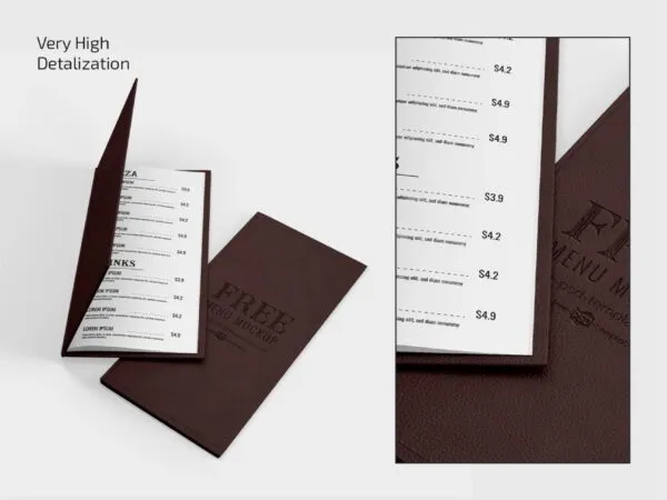 3 Showcases of Menu Mockup with Leather Cover 1