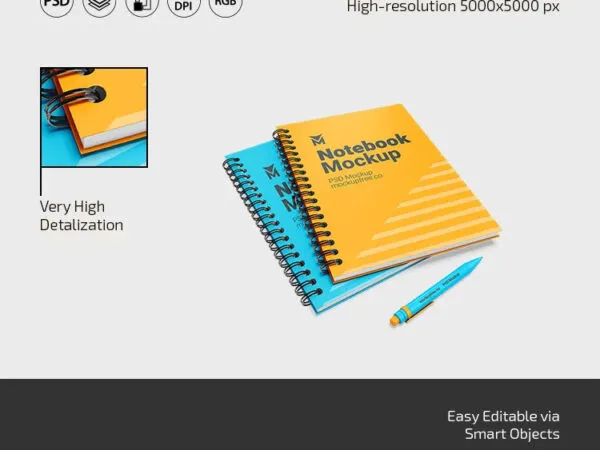 3 Showcases of Notebook Mockup with Pen 1