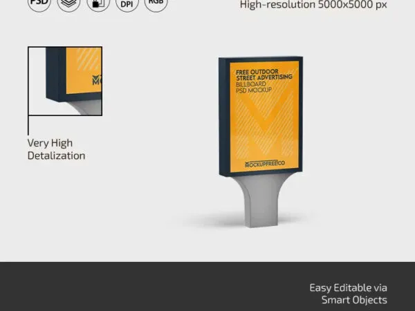 3 Showcases of Outdoor Street Advertising Billboard Mockup 1