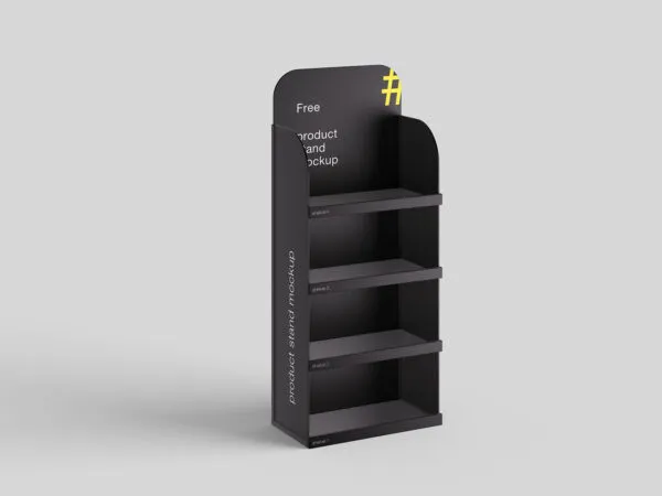 3 Showcases of Products Stand Mockup 1