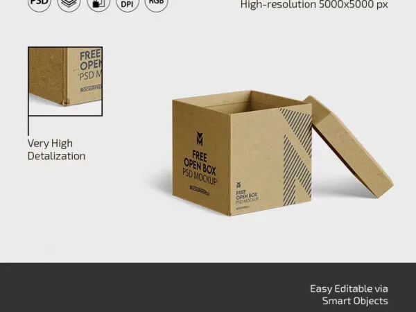 3 Showcases of Square Box Mockup 1