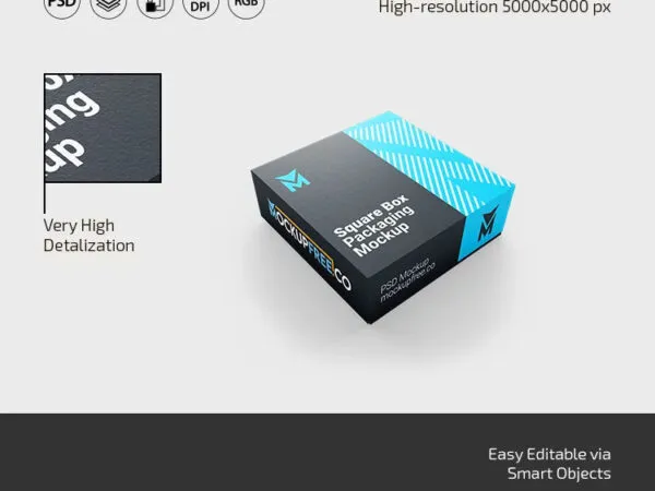 3 Showcases of Square Box Packaging Mockup 1