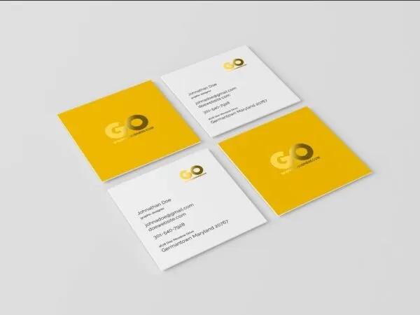 3 Showcases of Square Business Cards Mockup 1