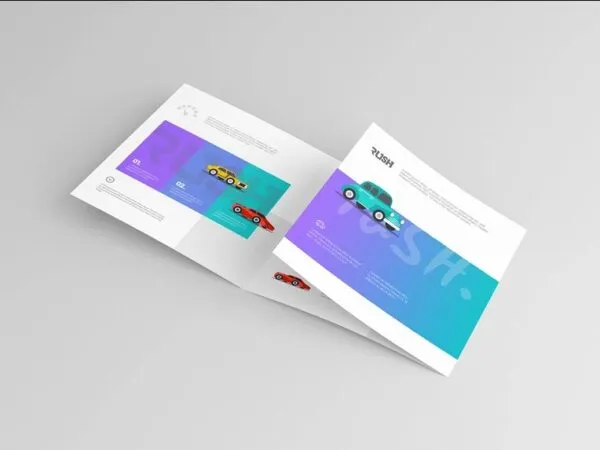 3 Showcases of Square Trifold Brochure Mockup 1