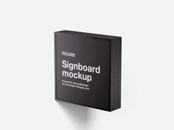 3 Showcases of Square Wall Signboard Mockup 1