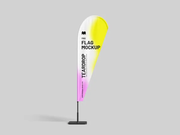 3 Showcases of Teardrop Flag Mockup 1