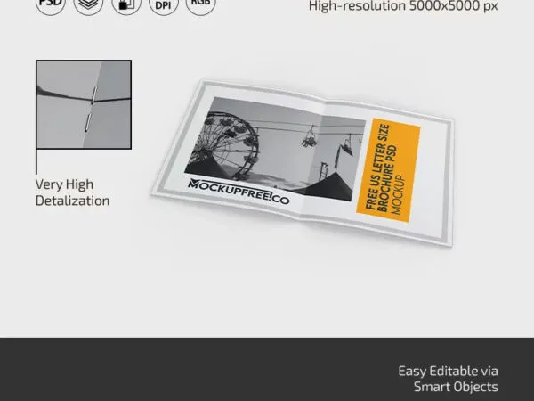 3 Showcases of US Letter Brochure Mockup 1