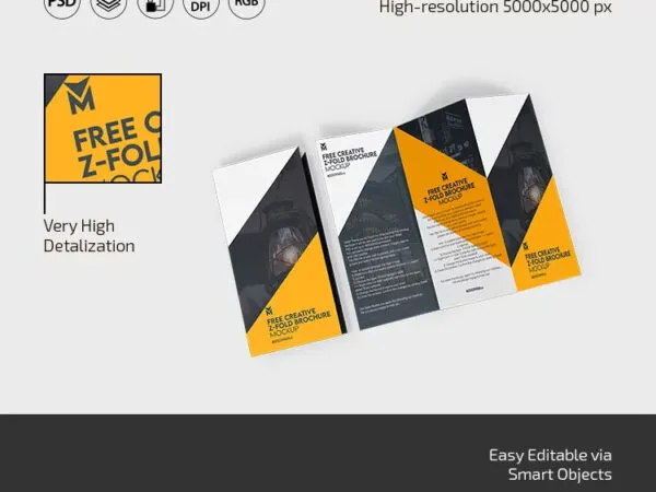 3 Showcases of Z Fold Brochure Mockup 1
