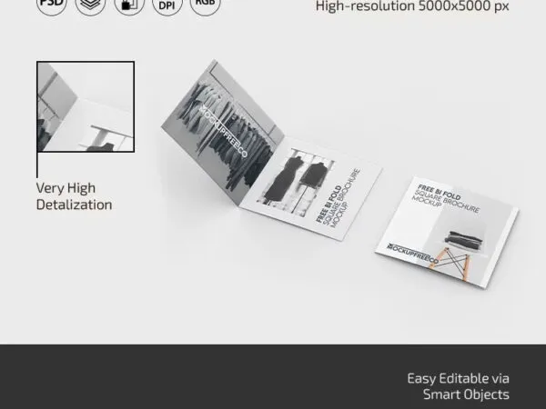 3 Sights of Bi Fold Square Brochure Mockup 1