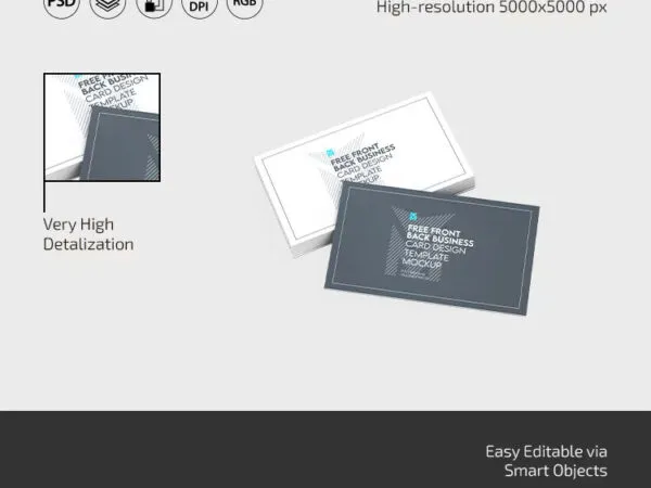3 Sights of Front Back Business Card Mockup 1