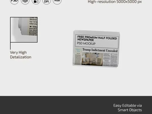 3 Sights of Half Folded Newspaper Mockup 1