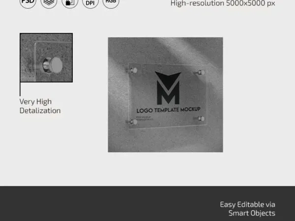 3 Sights of Logo Mockup on Matte Glass Plate 1