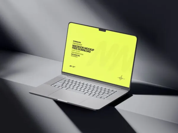 3 Sights of MacBook Pro Mockup in Dark Light 1
