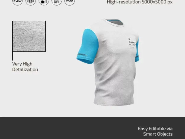 3 Sights of Mens Short Sleeve T shirt Mockup 1