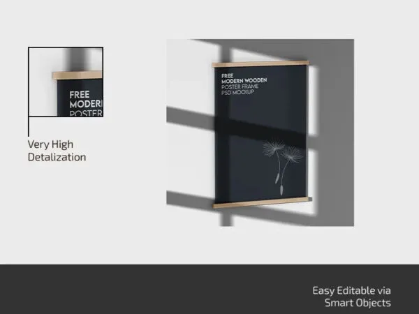 3 Sights of Modern Wooden Poster Frame Mockup 1