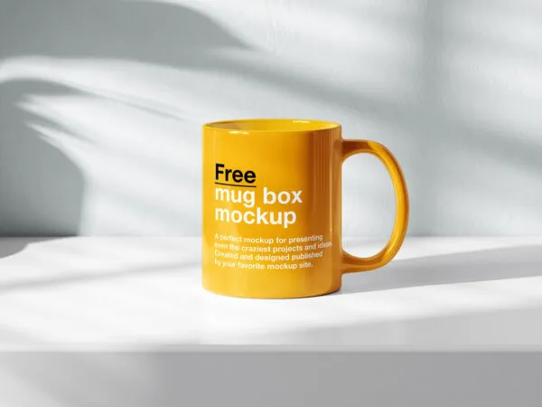 3 Sights of Mug Mockup on White Shelf 1