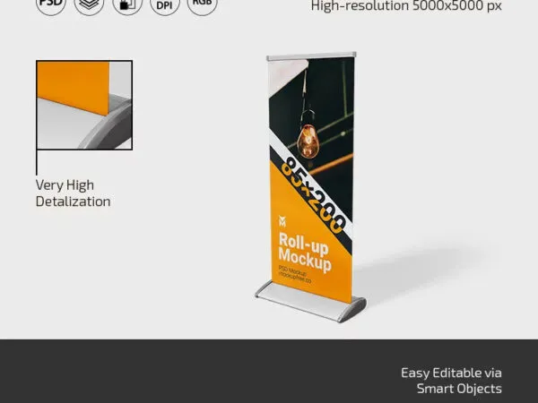 3 Sights of Roll Up Stand Mockup 1