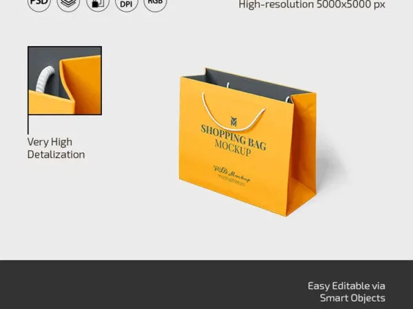 3 Sights of Square Shopping Bag Mockup 1