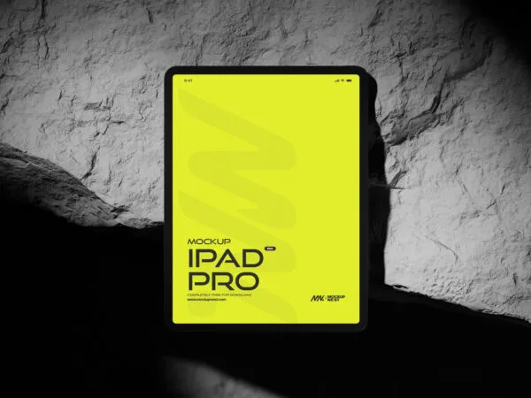 3 Sights of iPad Pro Mockup on Rock 1