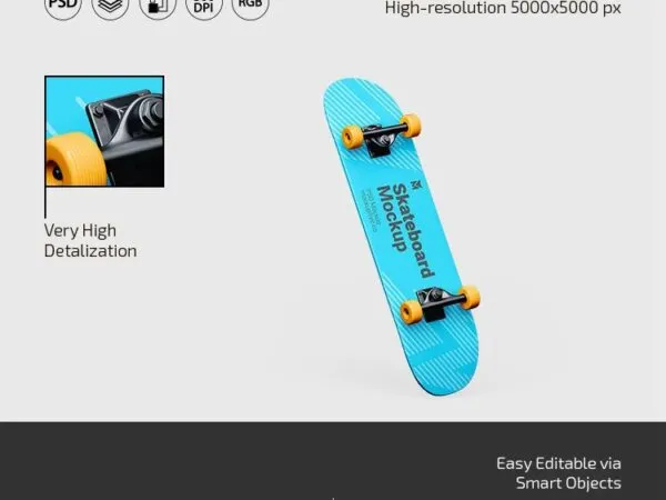 3 Skateboard Mockups in Different Sights 1