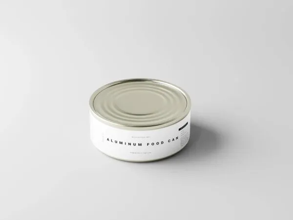 3 Small Aluminum Food Can Mockups in Different Views 1