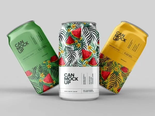 3 Soda Cans Mockup in Front Sight 1