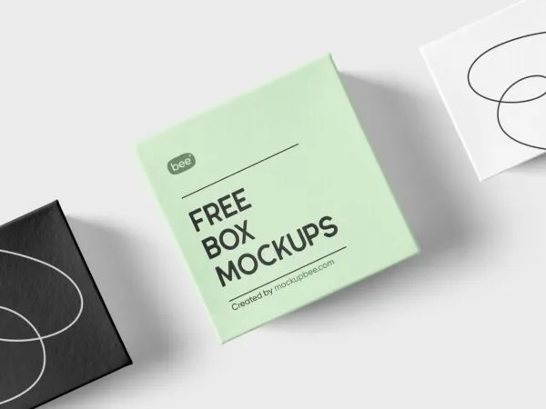 3 Square Paper Boxes Mockups in Different Sizes 1
