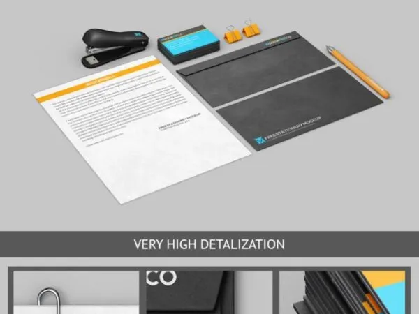 3 Stationery Branding Mockups with Envelopes Business Cards Letterhead etc. 1