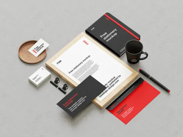 3 Stationery Mockups on Concrete Background in Varied Sights 1 1