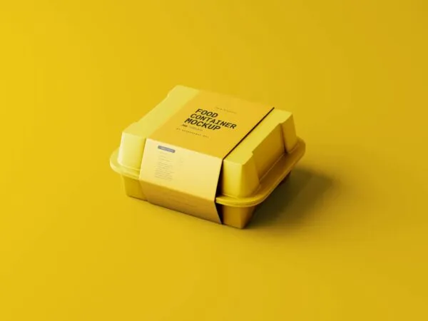 3 Take Out Food Box Mockups in Perspective Sights 1