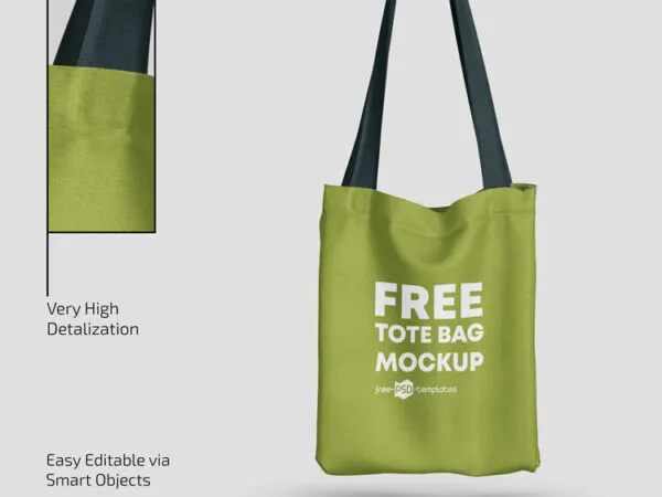 3 Tote Bag Mockups From Top and Front View 1