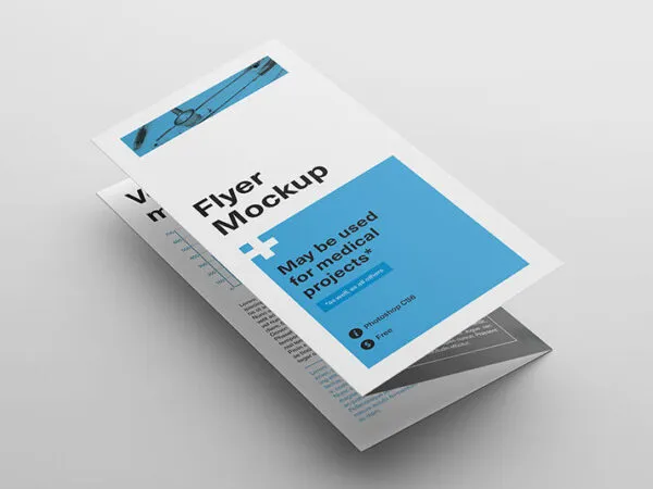 3 Tri Fold DL Brochure Mockups in Perspective 1