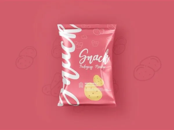 3 Varied Showcases of Chips Snacks Foil Pack Mockup 1