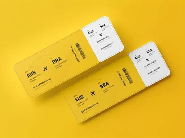 3 Varied Views of Round Corner Event Ticket Mockup 1