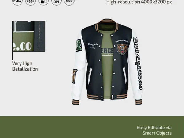 3 Varsity Jacket Mockups in Different Views 1