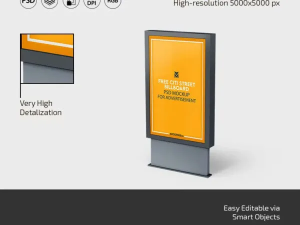3 View of City Street Billboard Mockup Image 1 Designers Lab