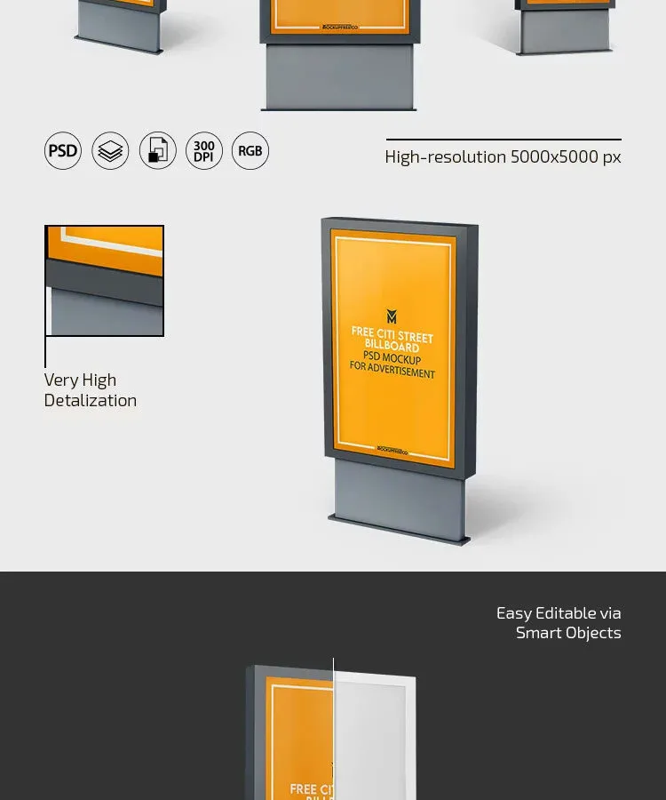 3 View of City Street Billboard Mockup Image 1 Designers Lab