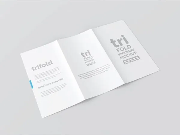 3 Views of 17×11 Tri Fold Brochure Mockup 1