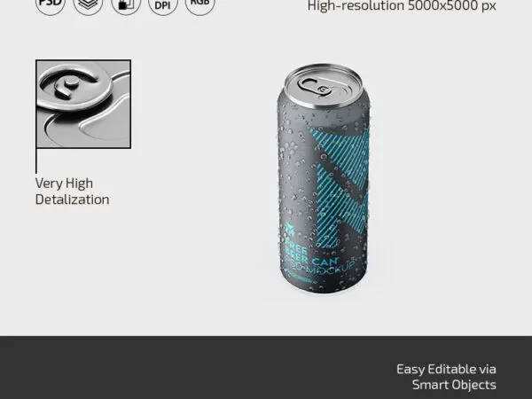 3 Views of Beer Can Mockup 1