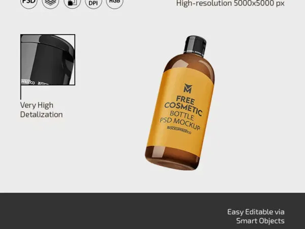 3 Views of Cosmetic Bottle Mockup 1