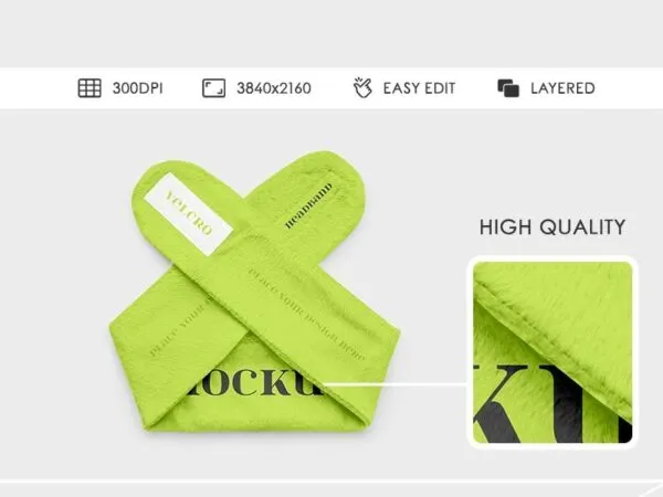 3 Views of Cosmetic Headband Mockup 1