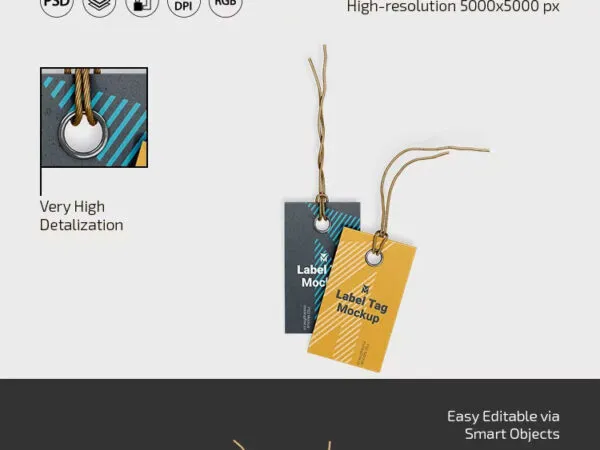 3 Views of Label Tag Mockup 1